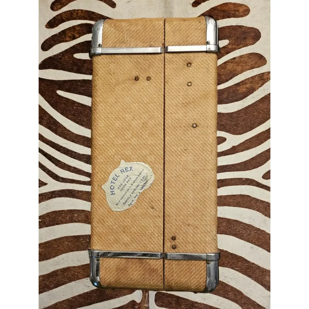 Vintage 50s Wheary Luggage Tweed Exterior Suitcase Hotel & Airline Decal Sticker